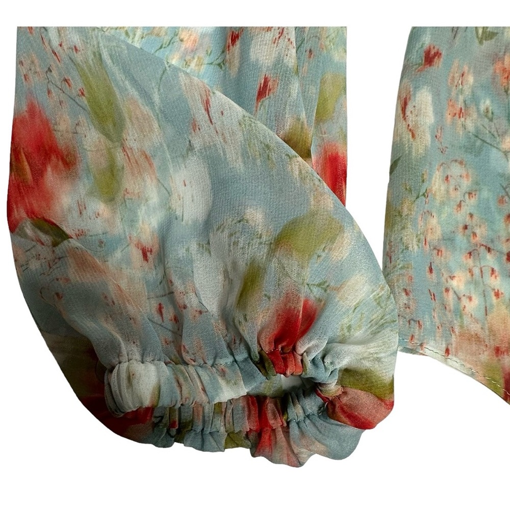 NWT MISA Los Angeles Ceyla Floral Scarf Tie Blouse xs - Picture 8 of 14